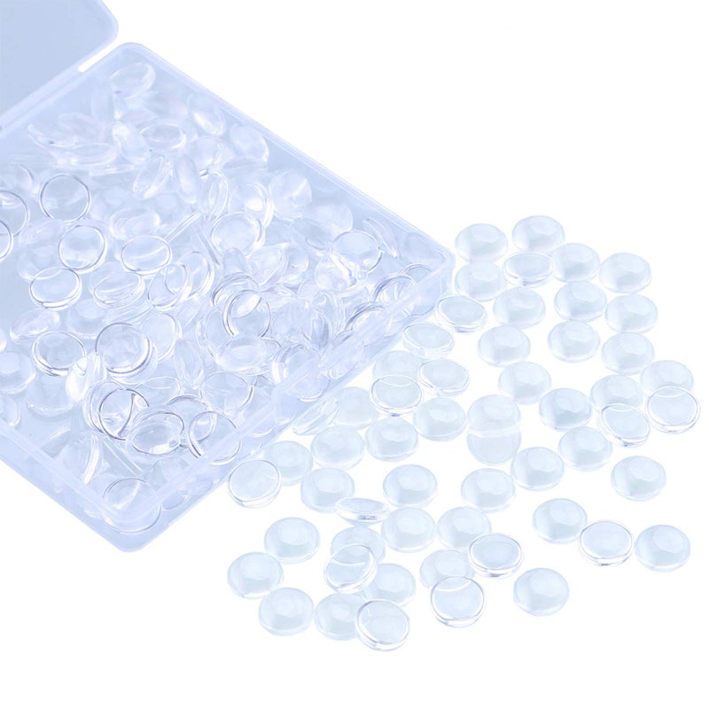 HAUTOCO 200Pcs 12mm Clear Glass Cabochons Round Cabochons Dome Tiles for DIY Earrings Necklaces Pendants Rings Cameo Photo Jewelry Making - Image 1